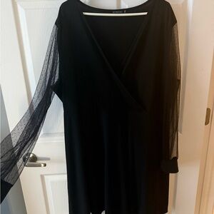 black sheer sleeve dress